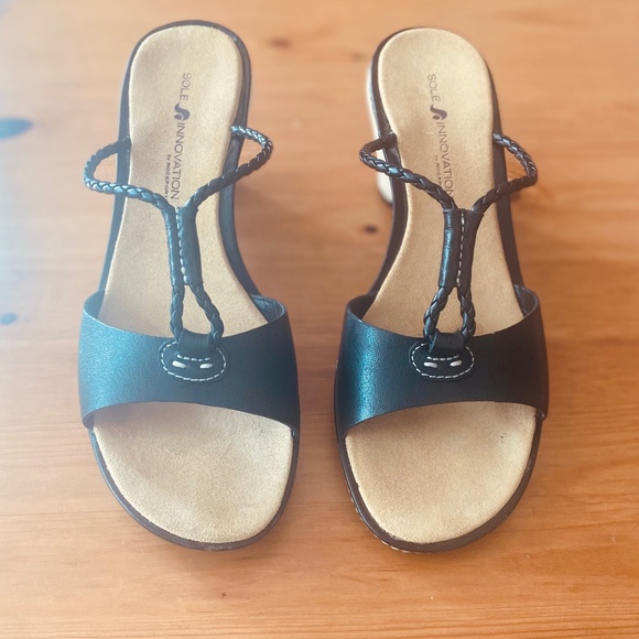 Summer Wedge Sandals - Black/beige - slip-on - Picture 1 of 9